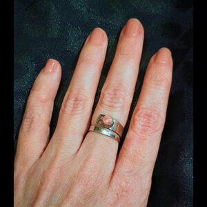 925 Sterling Silver Pink Stone Ring Size 5 Stackable